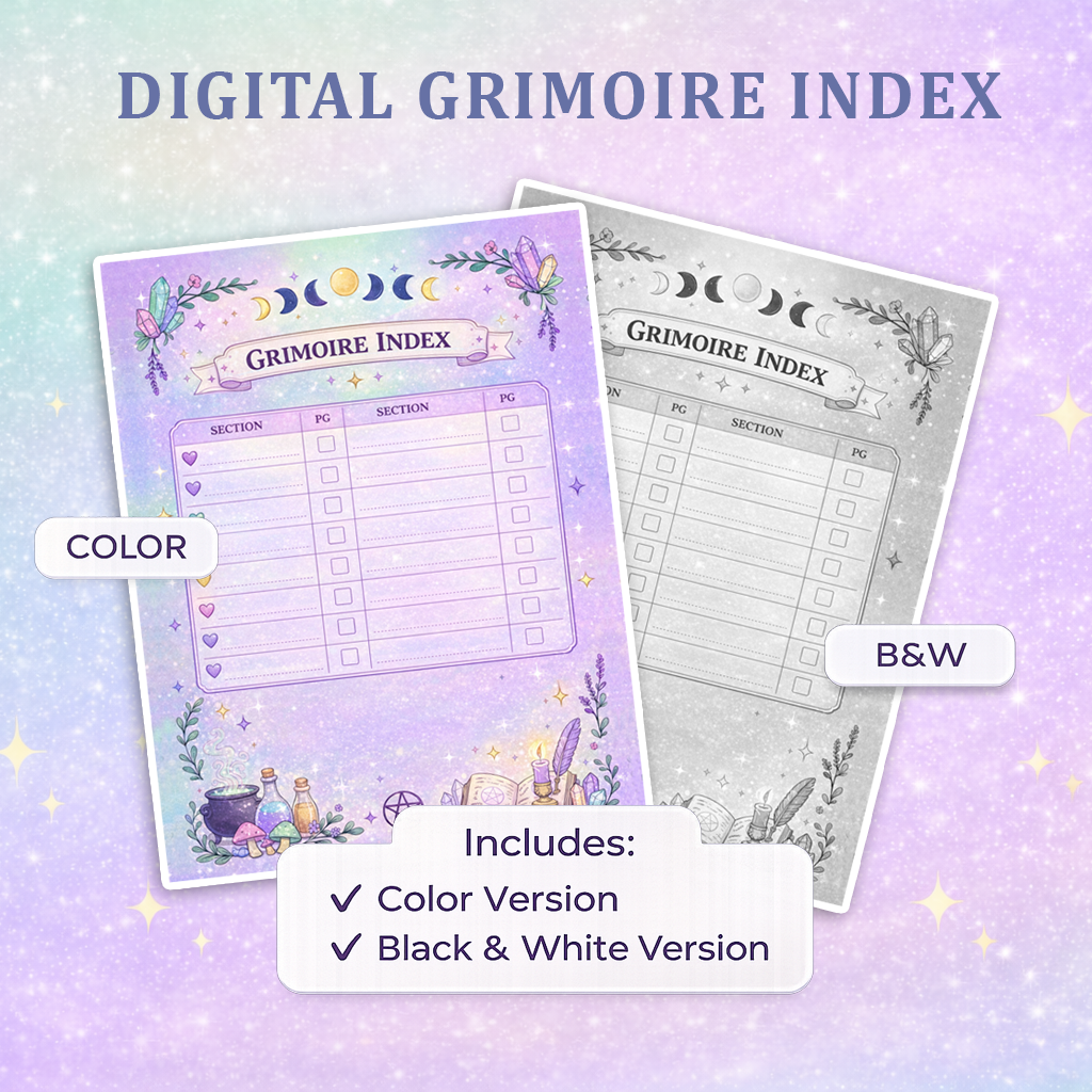 Grimoire Index Digital & Printable Page
