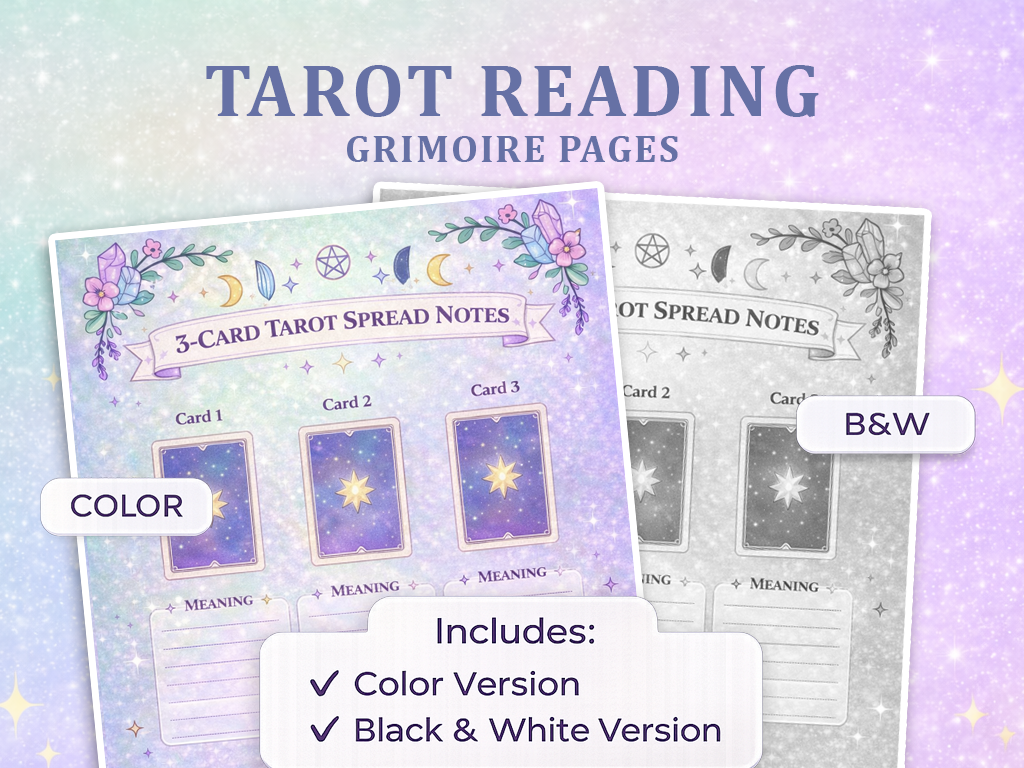 3-Card Tarot Spread Grimoire Page