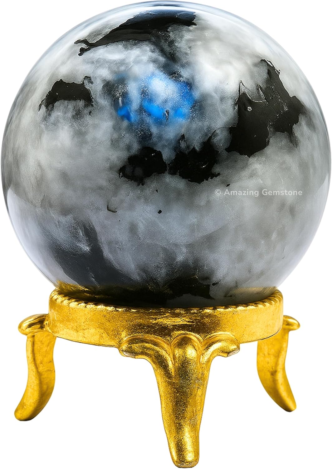 Rainbow Moonstone Crystal Ball with Stand