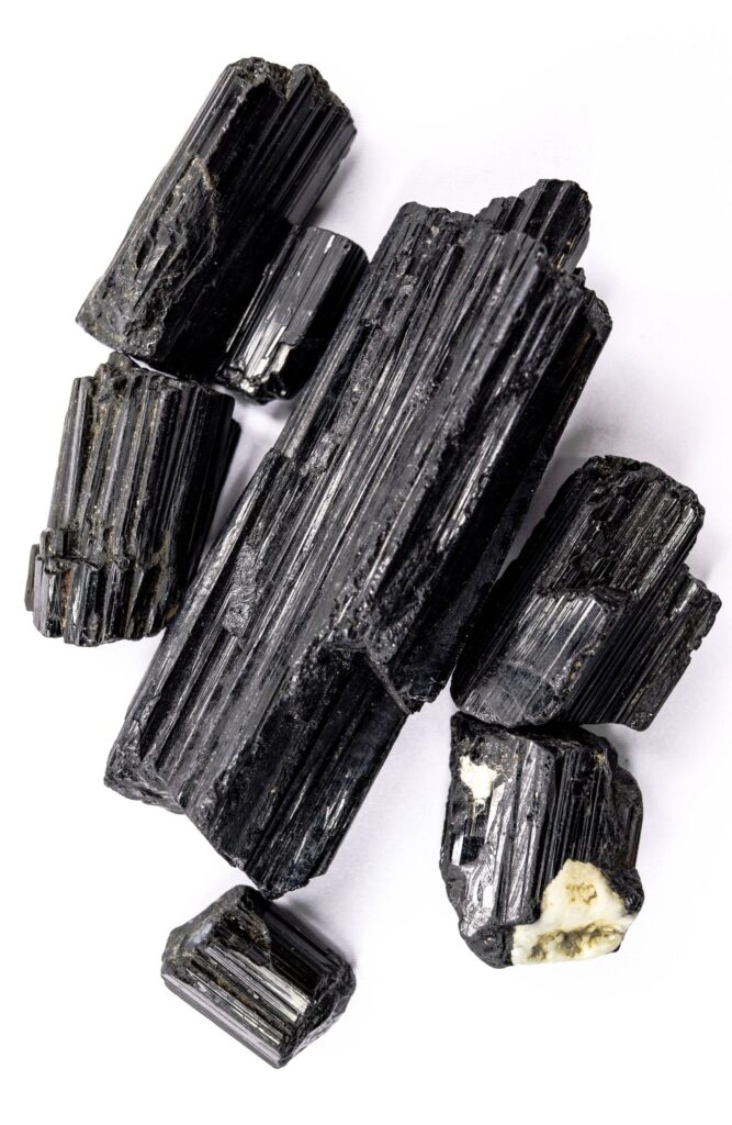 Black tourmaline crystals for protection magic.