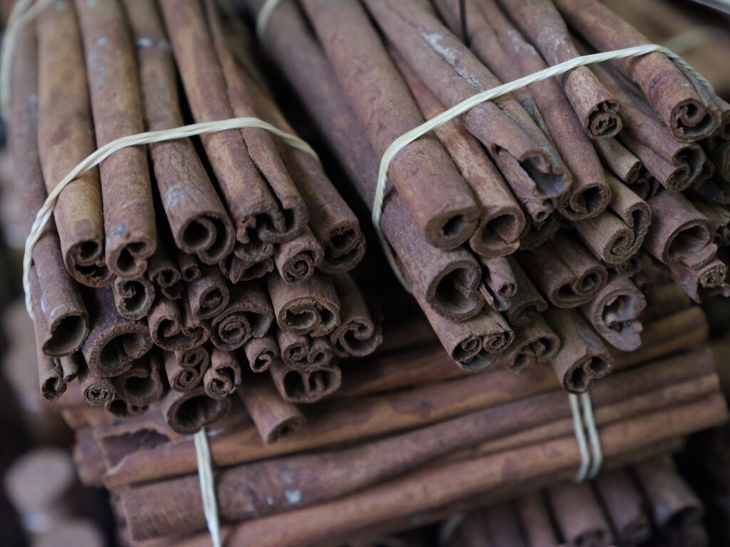 Close-up of cinnamon sticks for prosperity and money magic.