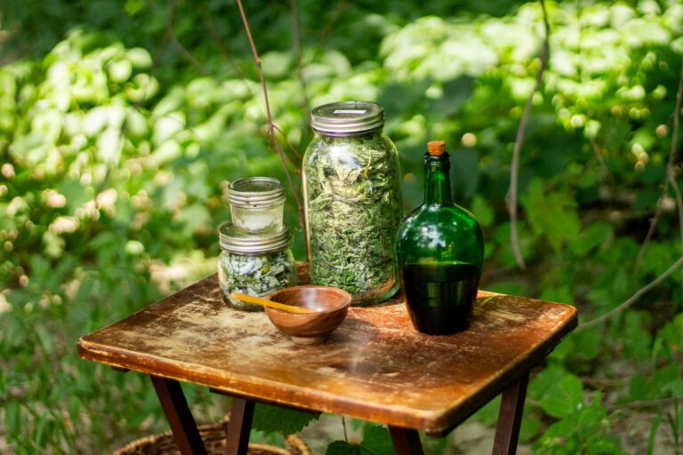 A set of jars and natural materials suitable for magical correspondence study.