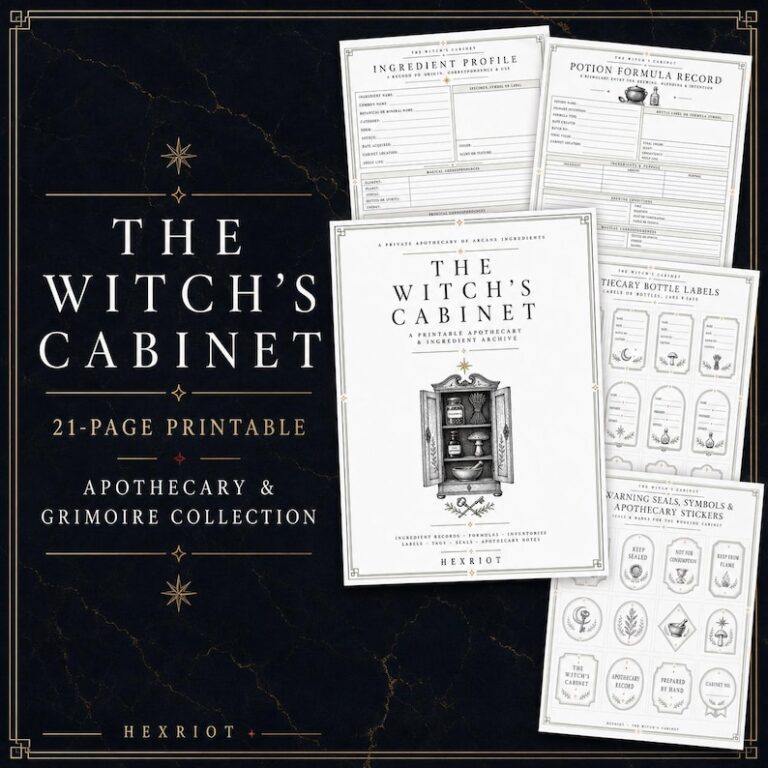 Witch's Cabinet witch apothecary printable grimoire pages
