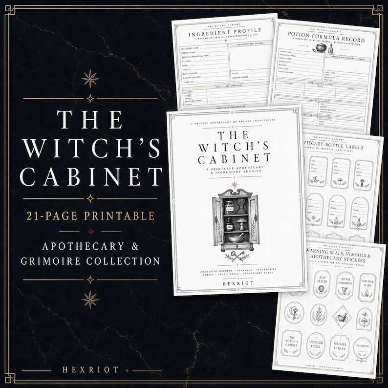 Witch's Cabinet witch apothecary printable grimoire pages