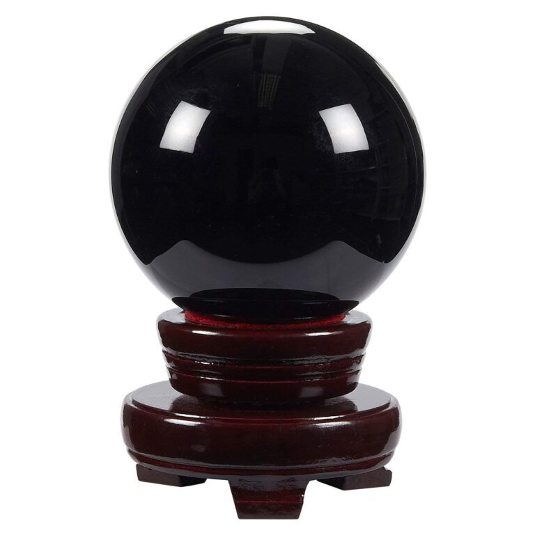 Black Obsidian Crystal Ball with Wooden Stand