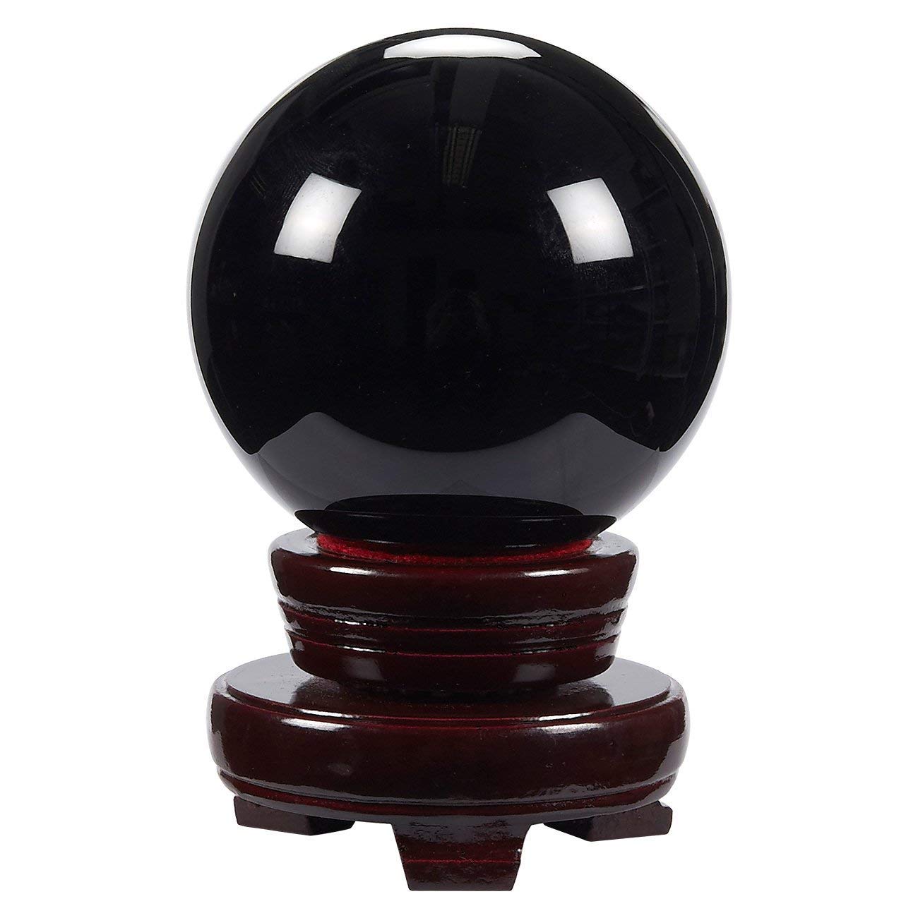 Black Obsidian Crystal Ball with Wooden Stand